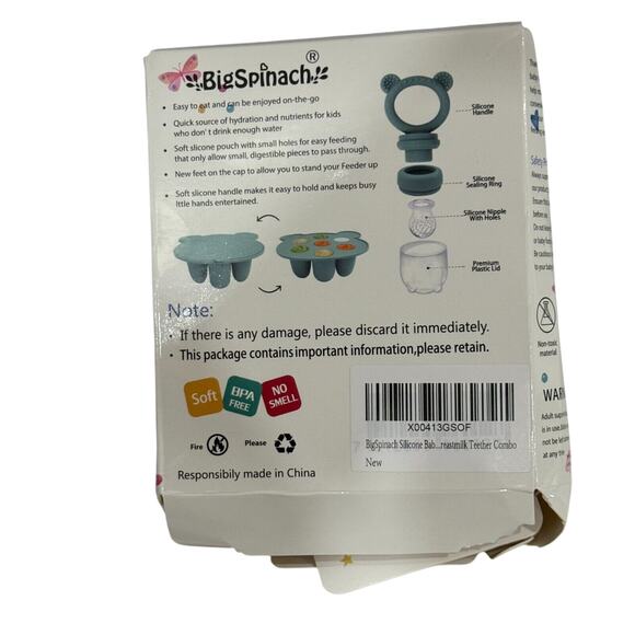 BigSpinach Baby Fruit Feeder Teether Set Silicone Popsicle Mold Breastmilk‎ Kit - Picture 4 of 6